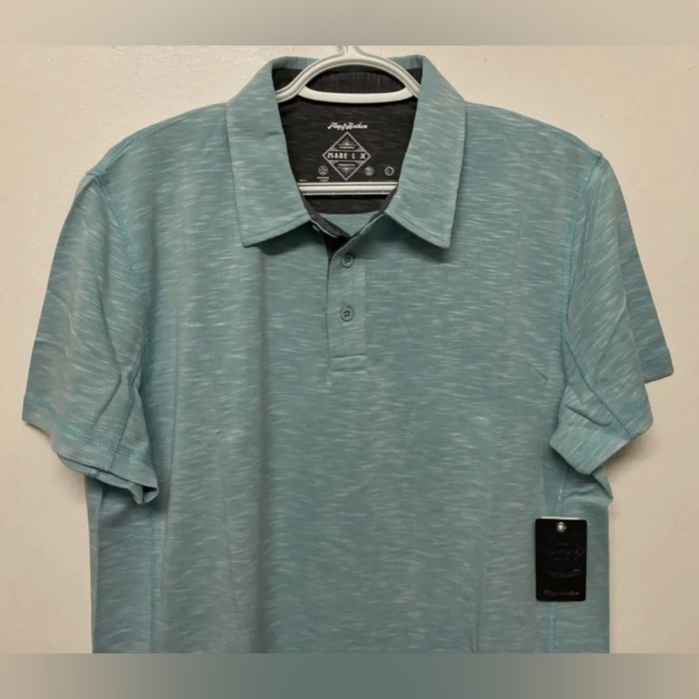 Flag & Anthem Polo Shirt Golf Aqua Teal Medium Short Sleeves Casual Stretch NWT - Picture 4 of 9